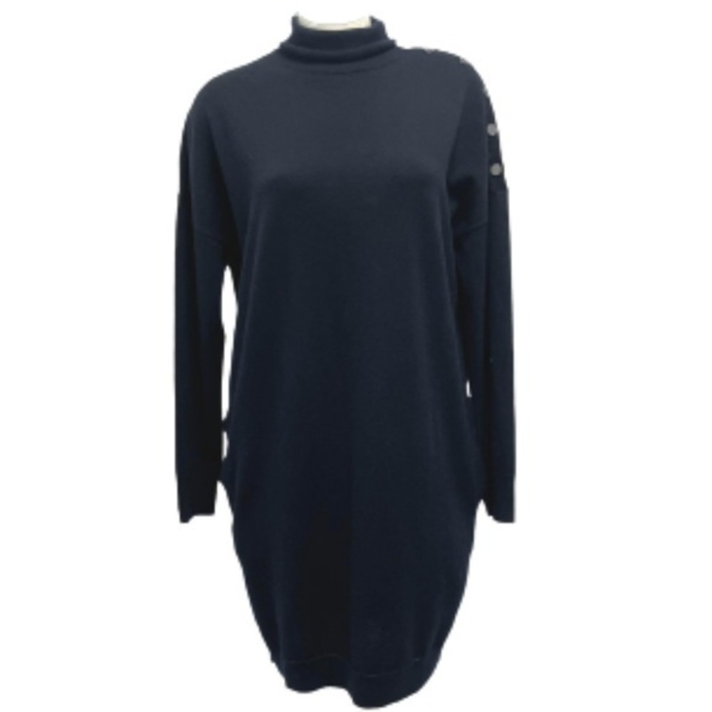Adriano Goldschmied black wool mock turtleneck sweater dress NWT size S